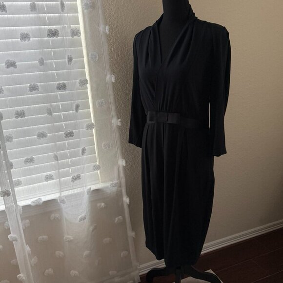 Antonio Melani Black Knitted Dress with 3/4 Sleeves for Office Elegant size S - Picture 5 of 16